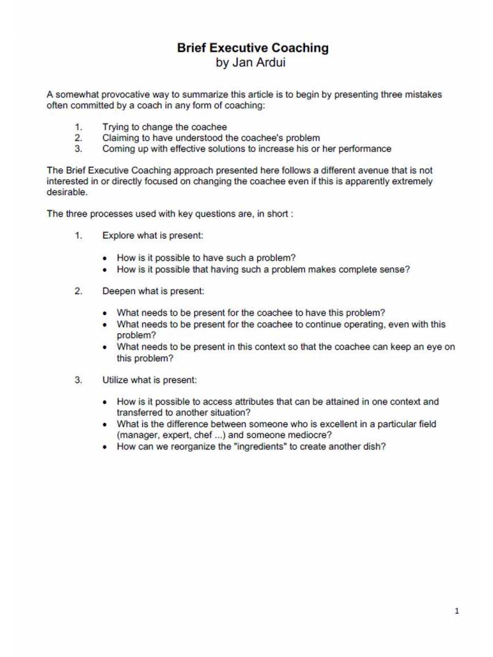 Brief Executive Coaching