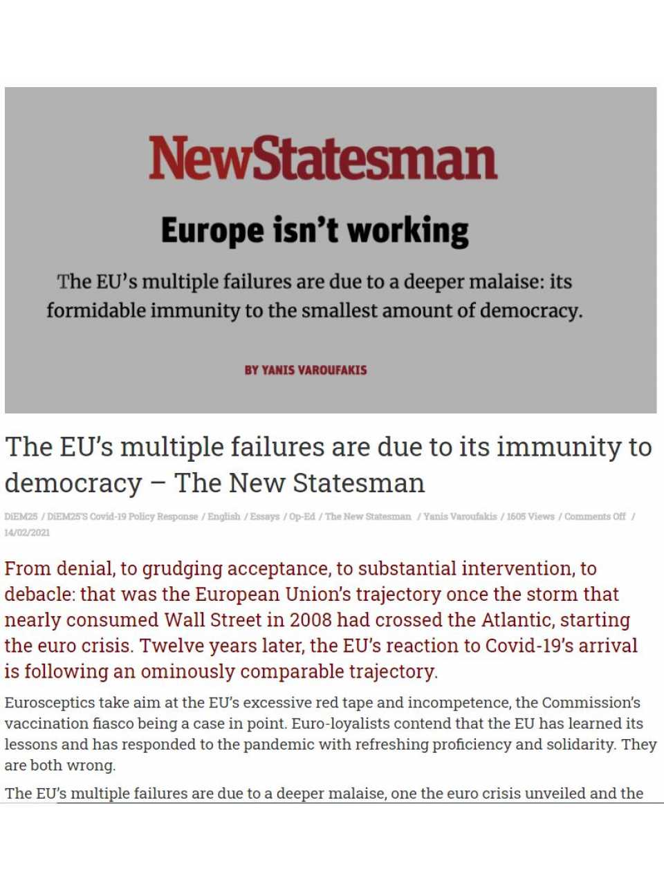 The EU’s multiple failures are due to its immunity to democracy – The New Statesman