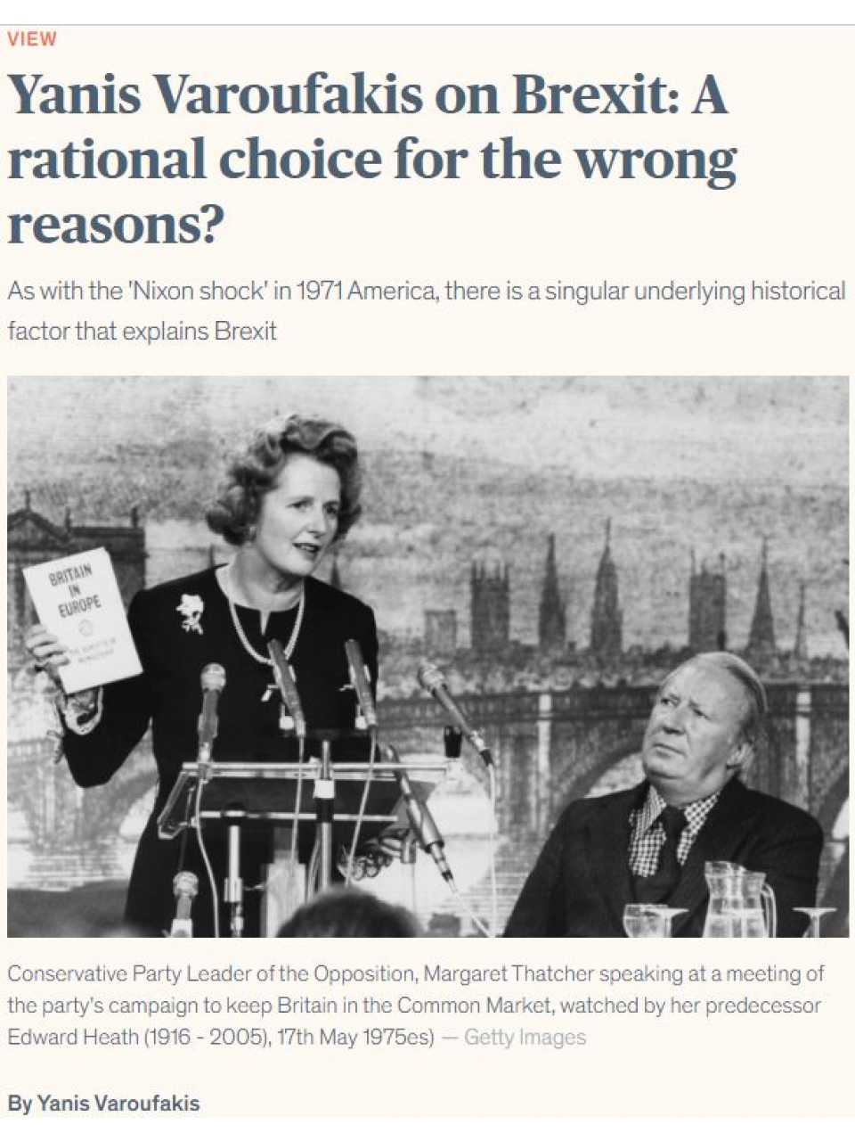 Yanis Varoufakis on Brexit: A rational choice for the wrong reasons?