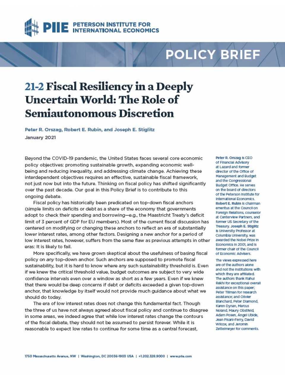 21-2 Fiscal Resiliency in a Deeply Uncertain World: The Role of Semiautonomous Discretion