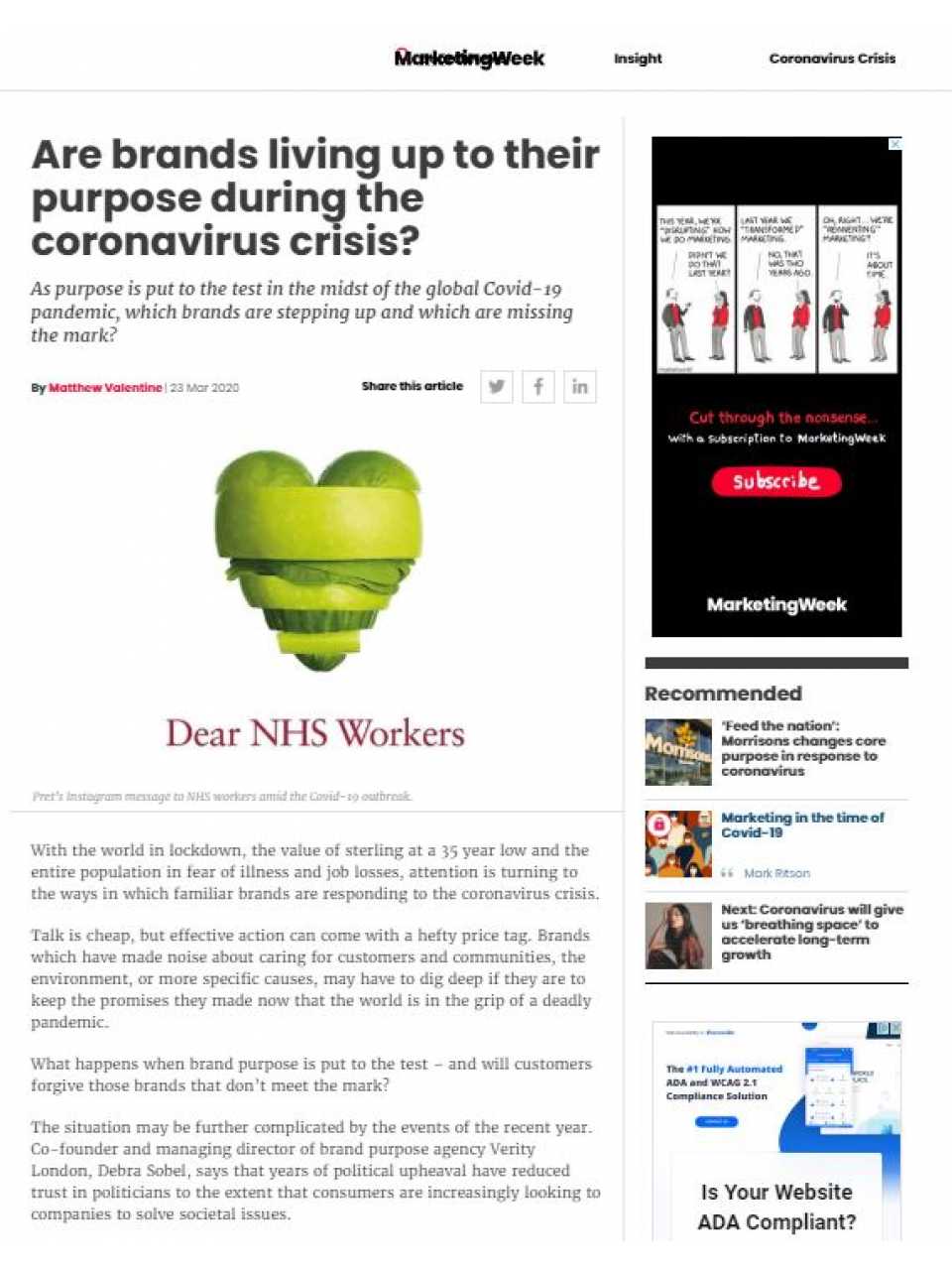 Are brands living up to their purpose during the coronavirus crisis?