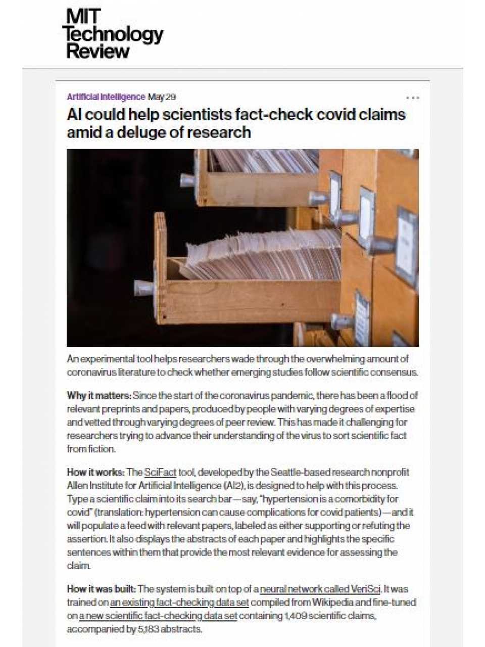 AI in healthcare - AI could help scientists fact-check covid claims amid a deluge of research