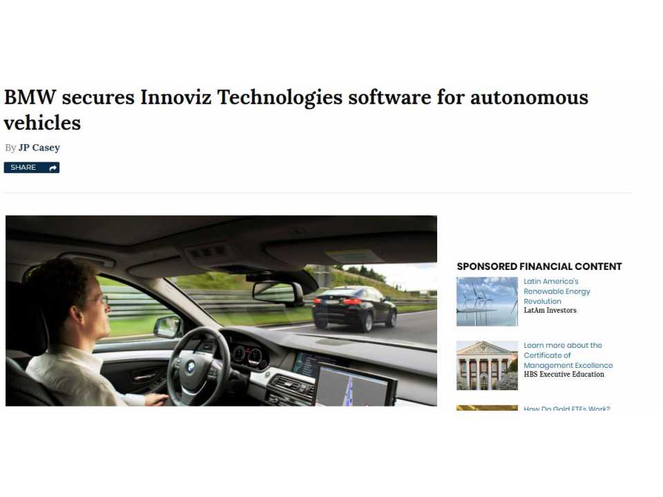 BMW Secures Innoviz Technologies Software Autonomous Vehicles