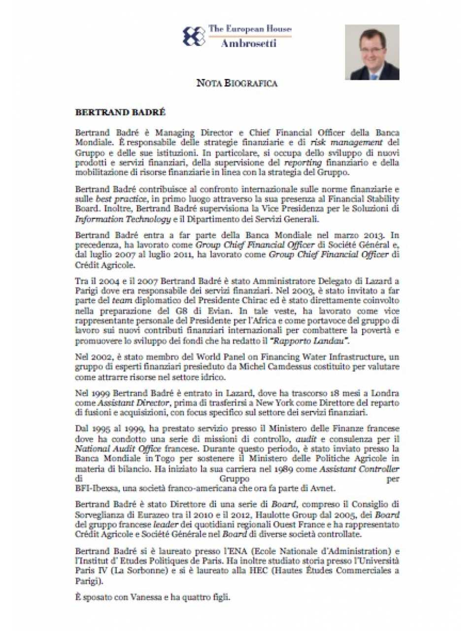 Nota biografica - Badré Bertrand