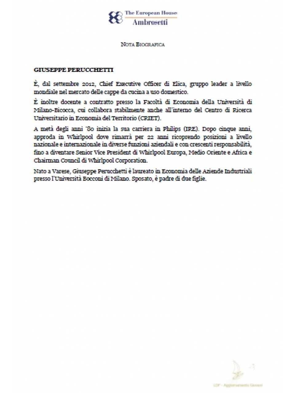 Nota biografica - Giuseppe Perucchetti