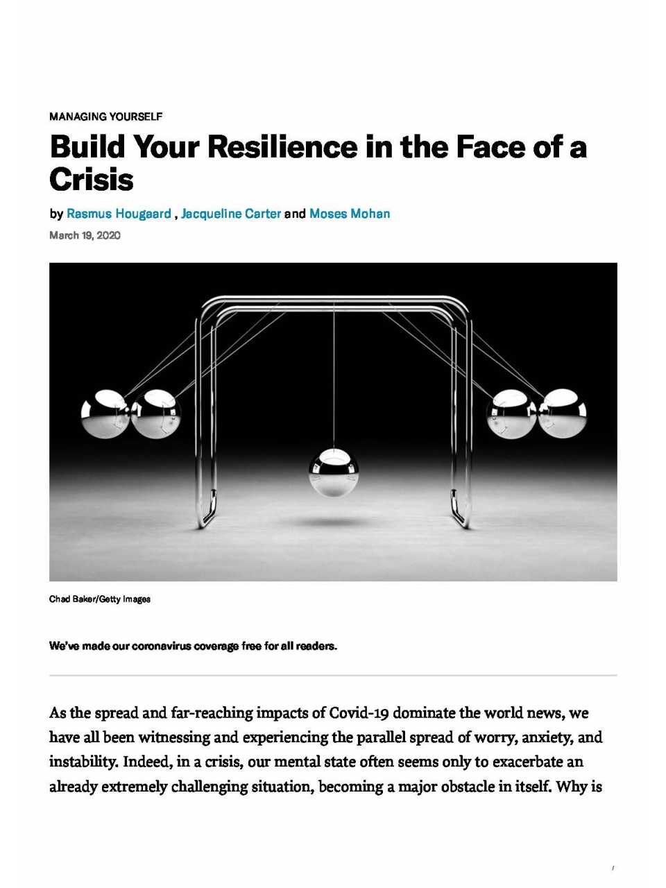 Build Your Resilience in the Face of a Crisis