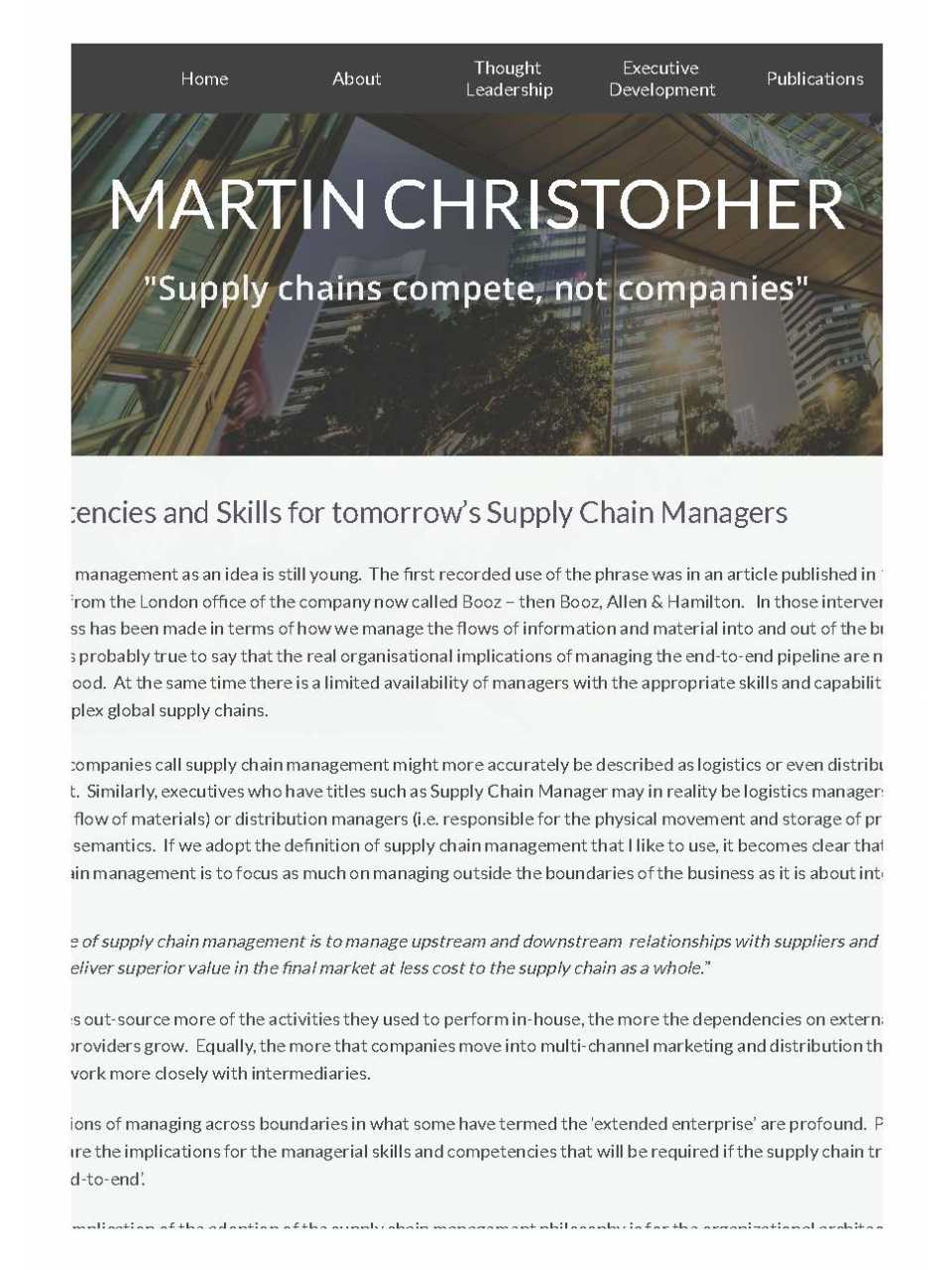 Competencies and Skills for tomorrow’s Supply Chain Managers