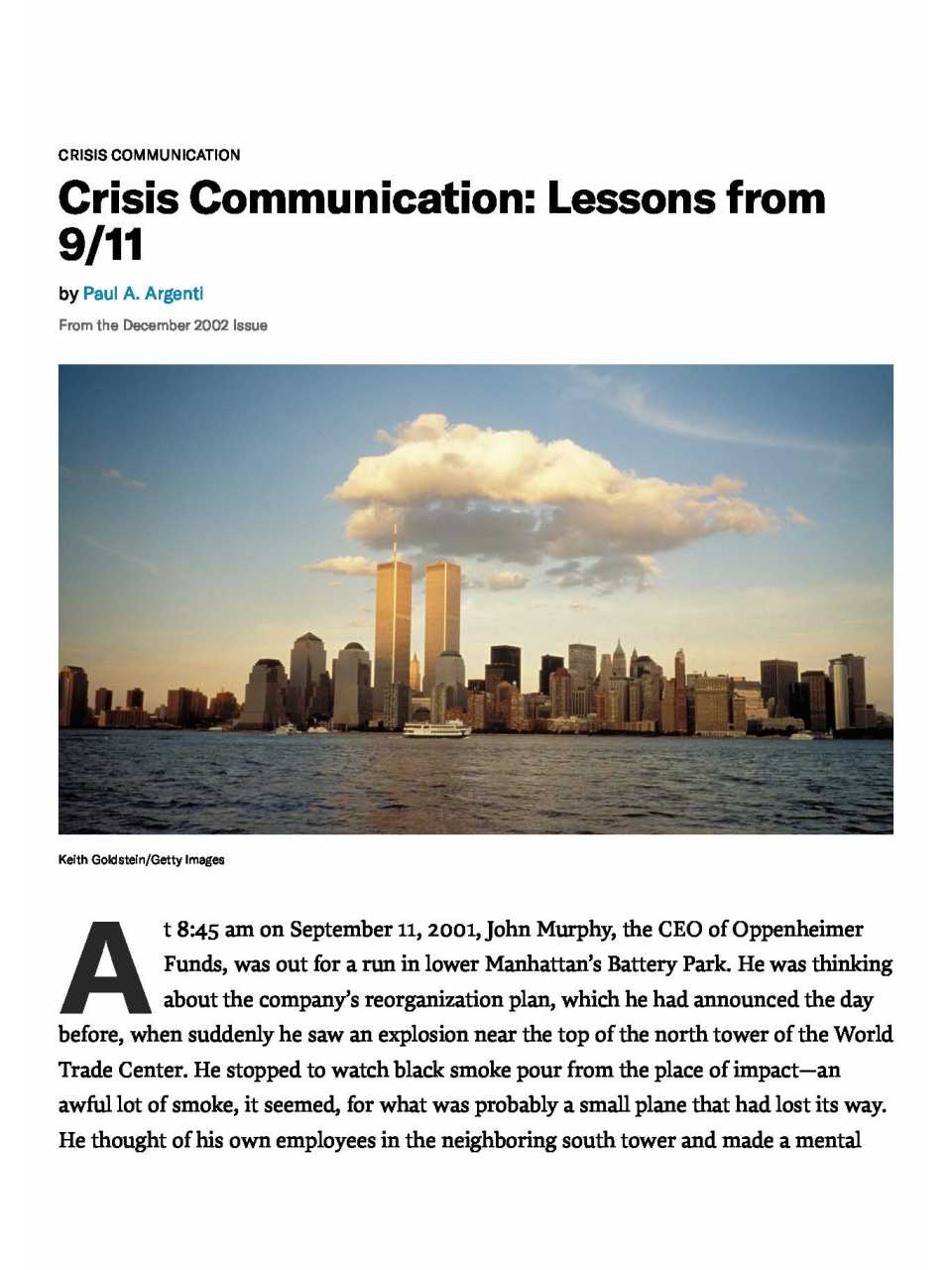 Crisis Communication: Lessons from 9/11