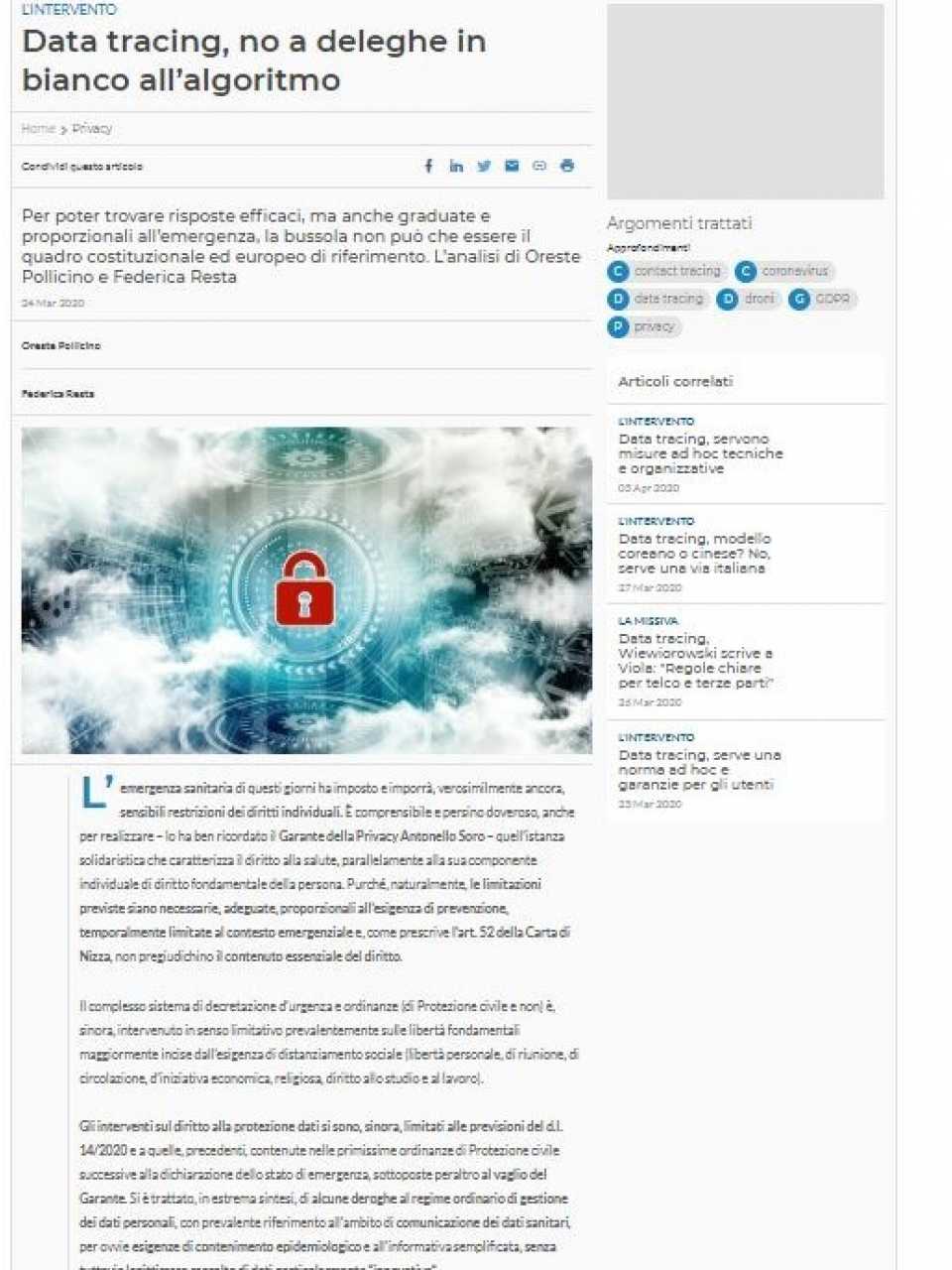 Data tracing, no a deleghe in bianco all’algoritmo