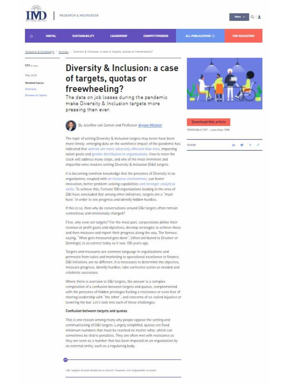 Diversity & Inclusion: a case of targets, quotas or freewheeling?