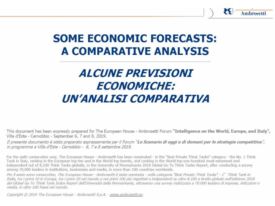 Some Economic Forecasts: a Comparative Analysis