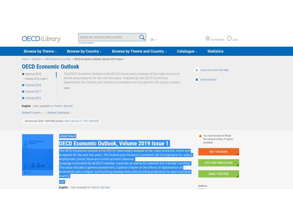 Oecd Economic Outlook N. 1/2019