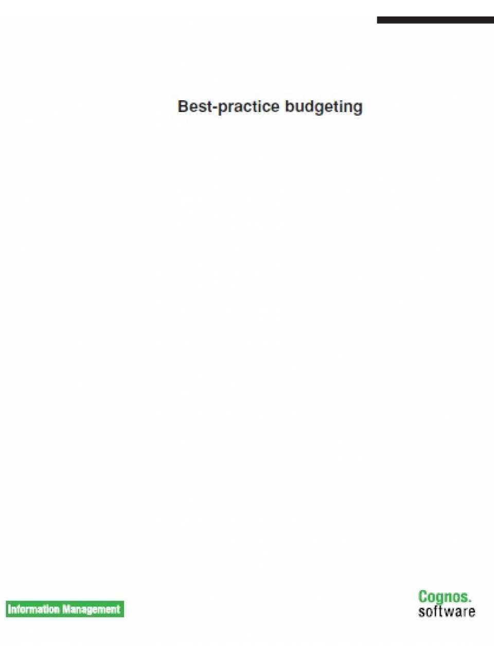 Best-practice budgeting