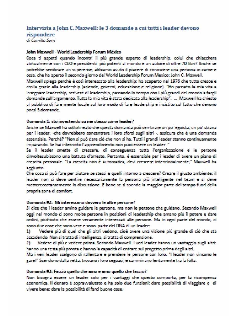 Intervista a John C. Maxwell: le 3 domande a cui tutti i leader devono rispondere