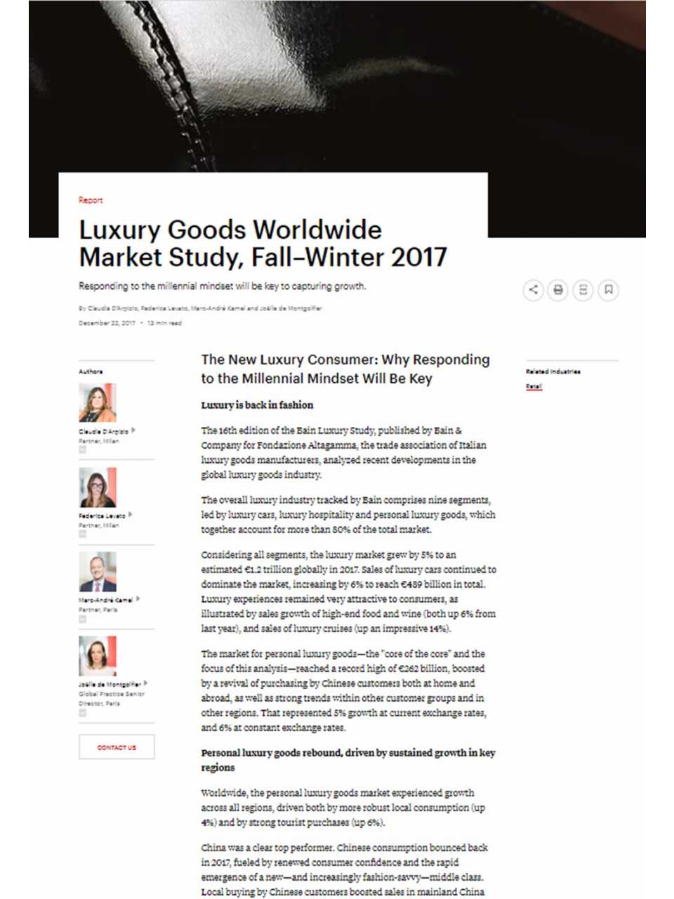 Luxury Goods Worldwide Market Study, Fall–Winter 2017