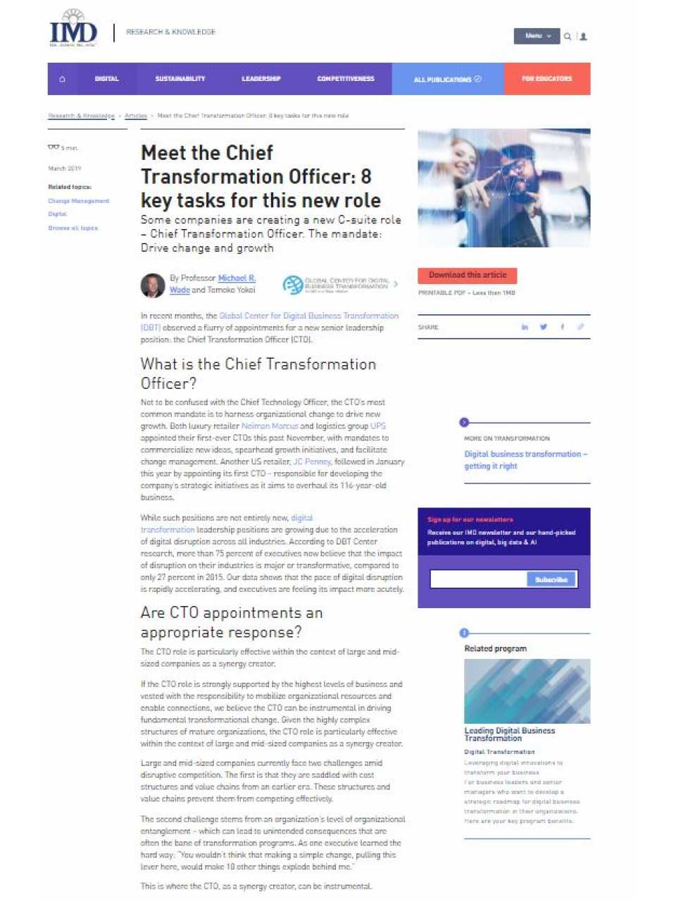 Meet the Chief Transformation Officer: 8 key tasks for this new role