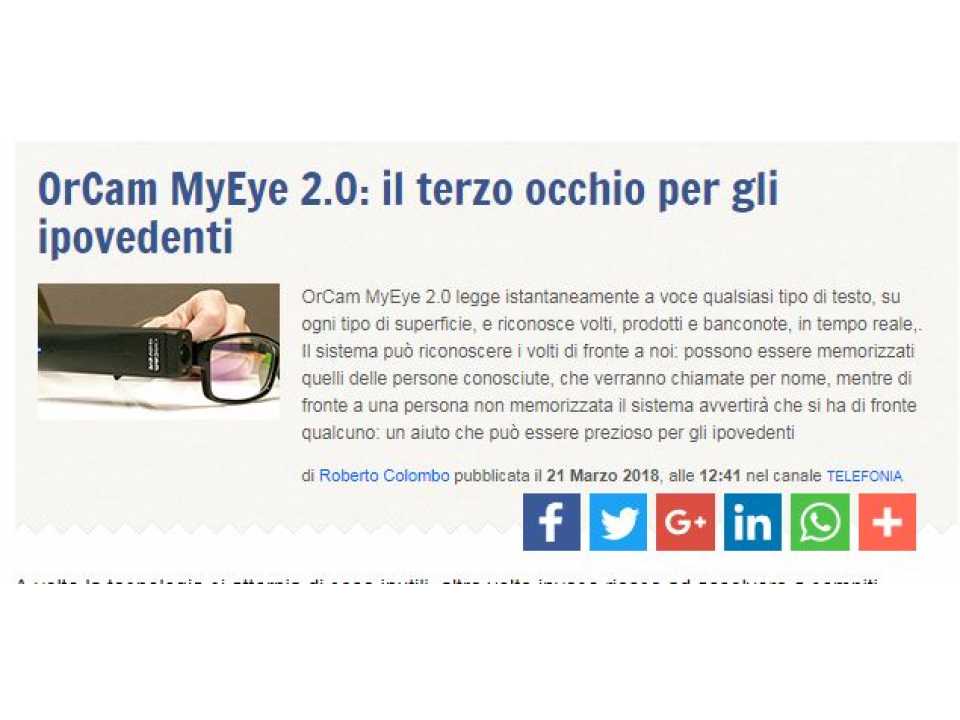 OrCam MyEye 2.0: il terzo occhio per gli ipovedenti