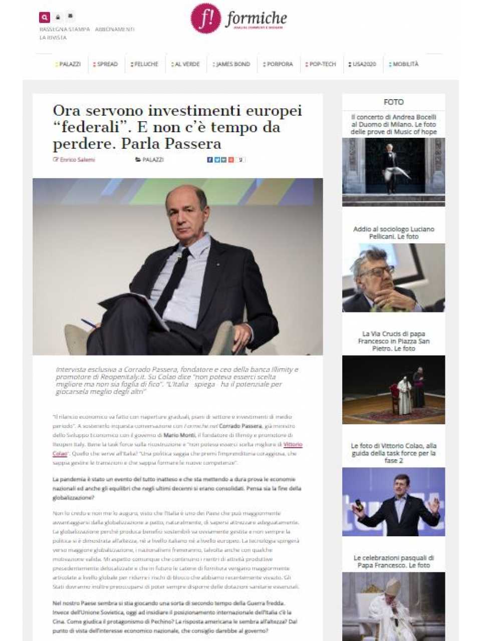 Ora servono investimenti europei “federali”. E non c’è tempo da perdere. Parla Passera