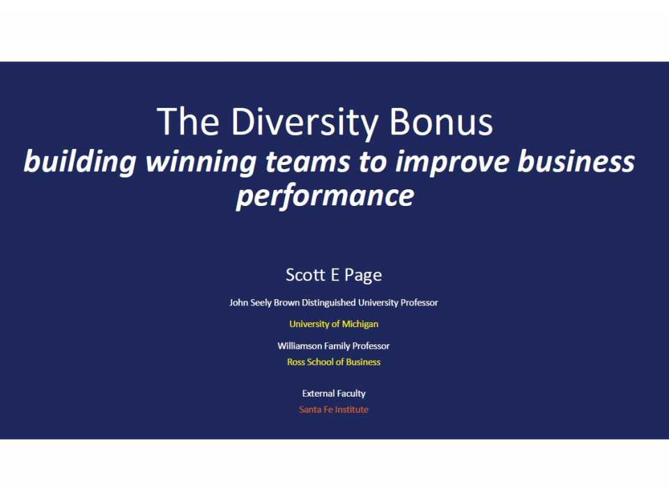 AGGIORNAMENTO PERMANENTEVIA WEBThe Diversity Bonus: creare team vincenti e potenziare la performance