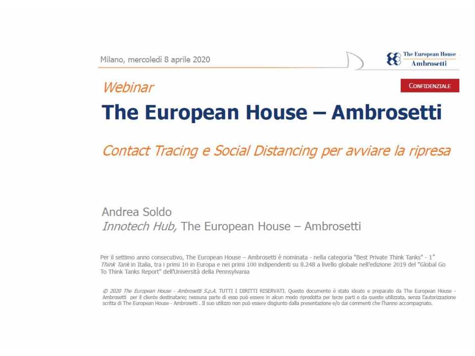 Contact Tracing e Social Distancing per avviare la ripresa