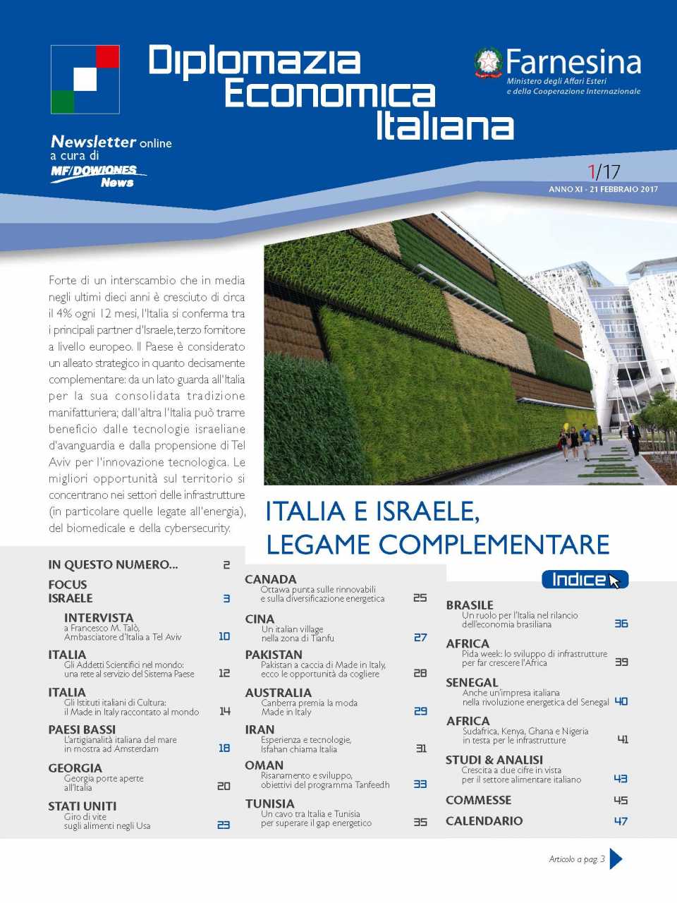 Farnesina - Italia e Israele, un legame complementare