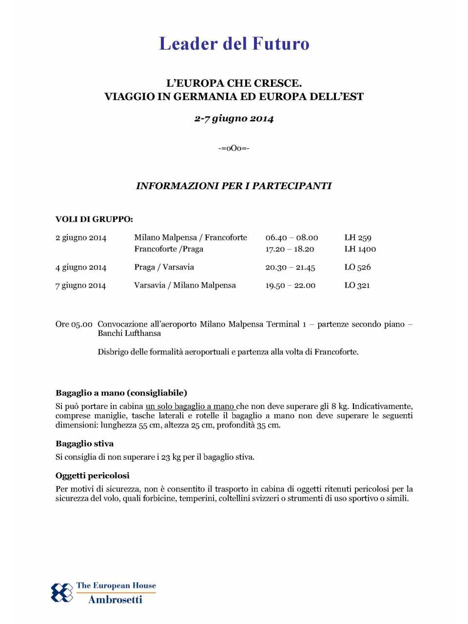 Informazioni di viaggio