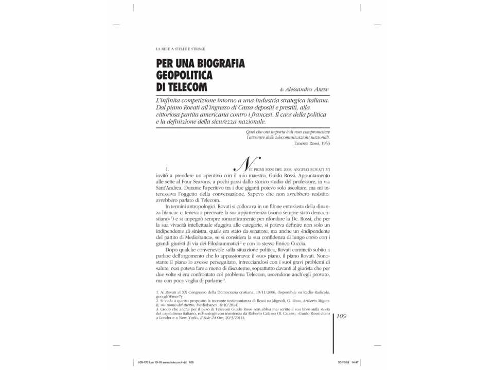 Per una biografia geopolitica di telecom