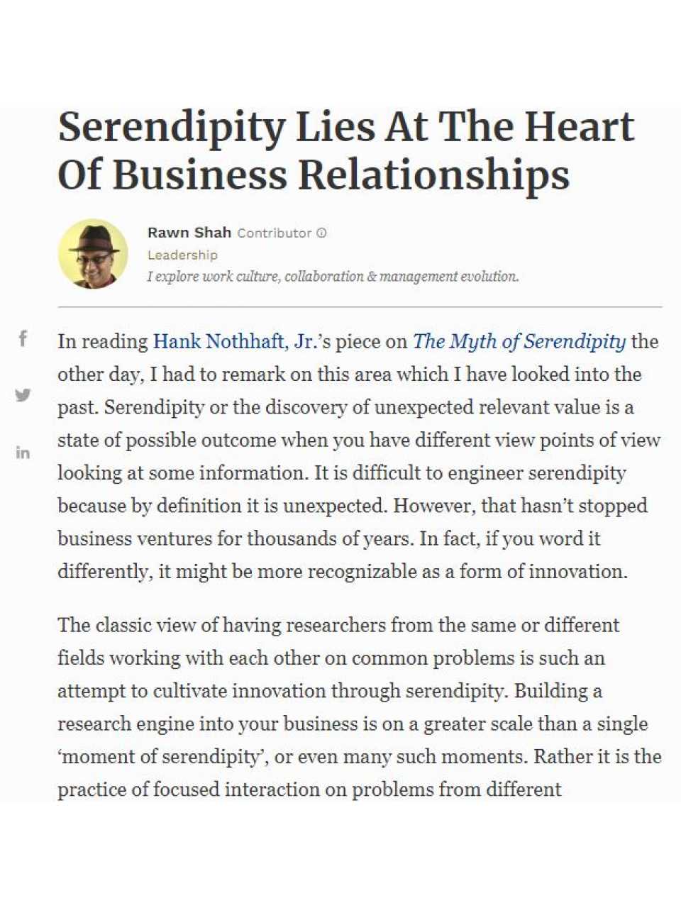 Serendipity Lies At The Heart Of Business Relationships