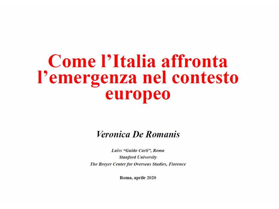 Come l'Italia affronta l'emergenza nel contesto europeo