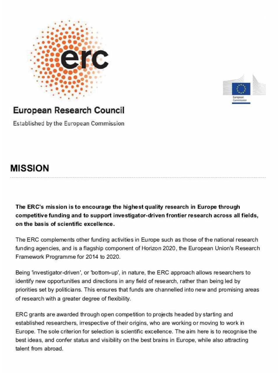 European Research Council - Mission