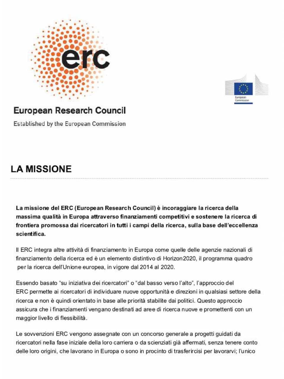 European Research Council - La Missione
