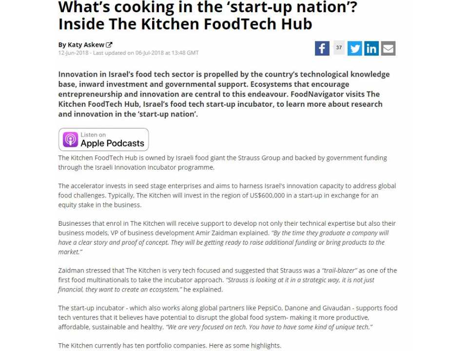 What’ s cooking in the ‘start-up nation’? Inside The Kitchen FoodTech Hub