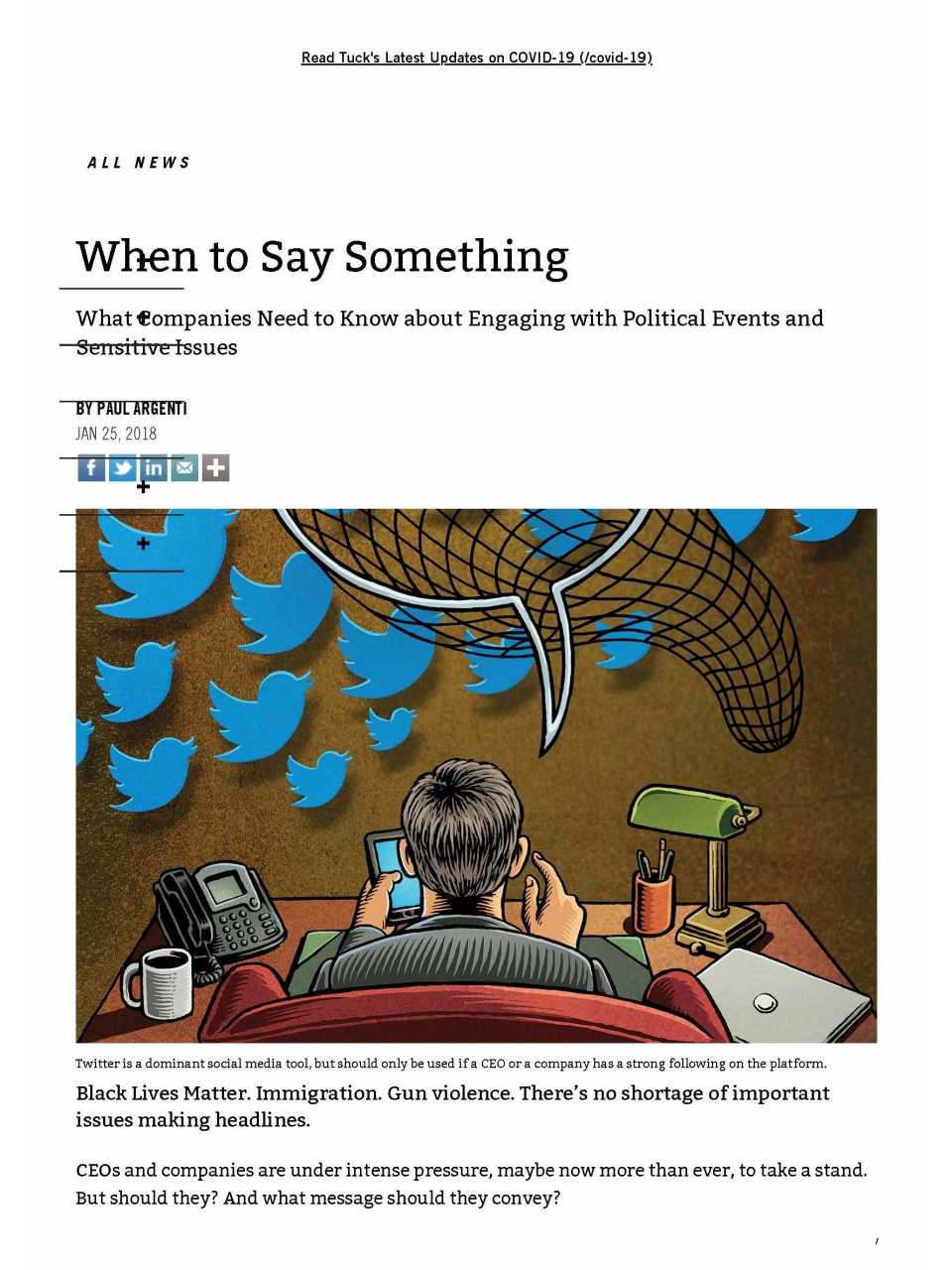 When to Say Something. What Companies Need to Know about Engaging with Political Events and Sensitive Issues