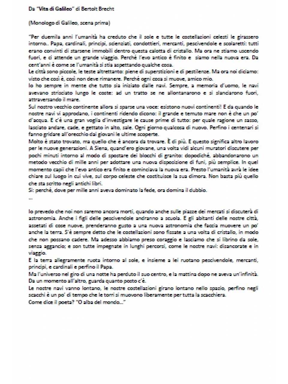Monologo di Galileo