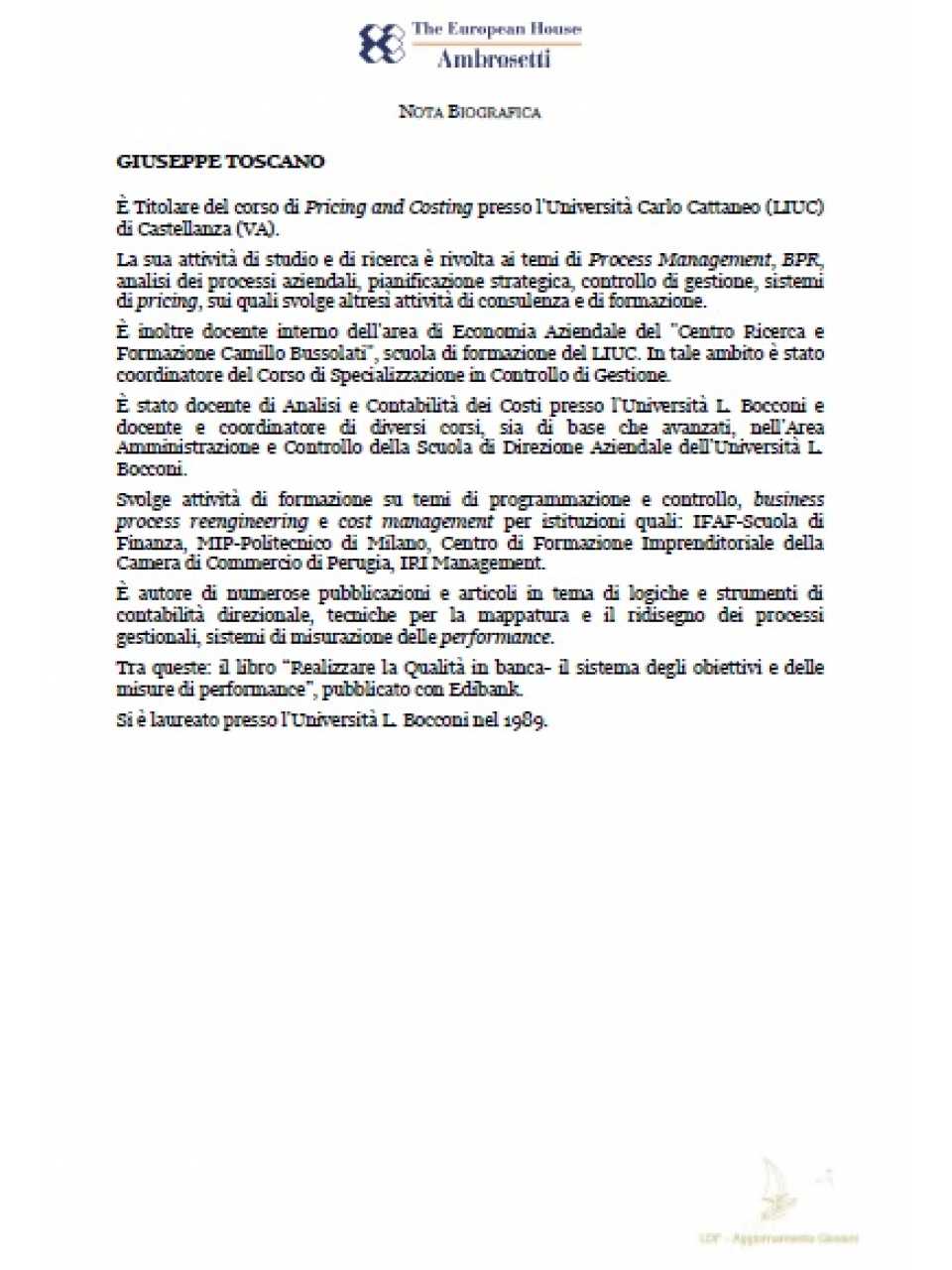 Nota biografica - Giuseppe Toscano