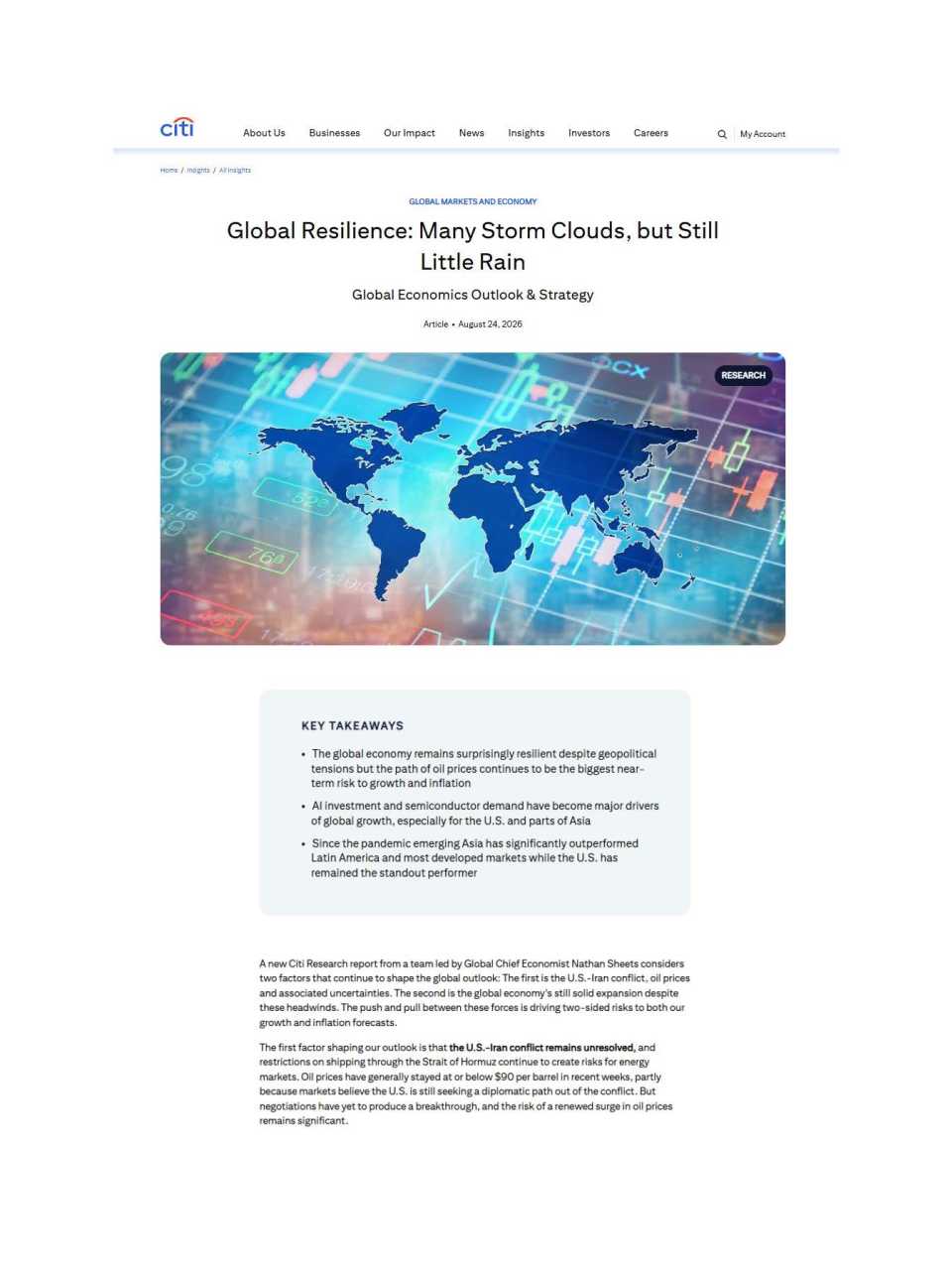 Global resilience: many storm clouds, but still little rain
