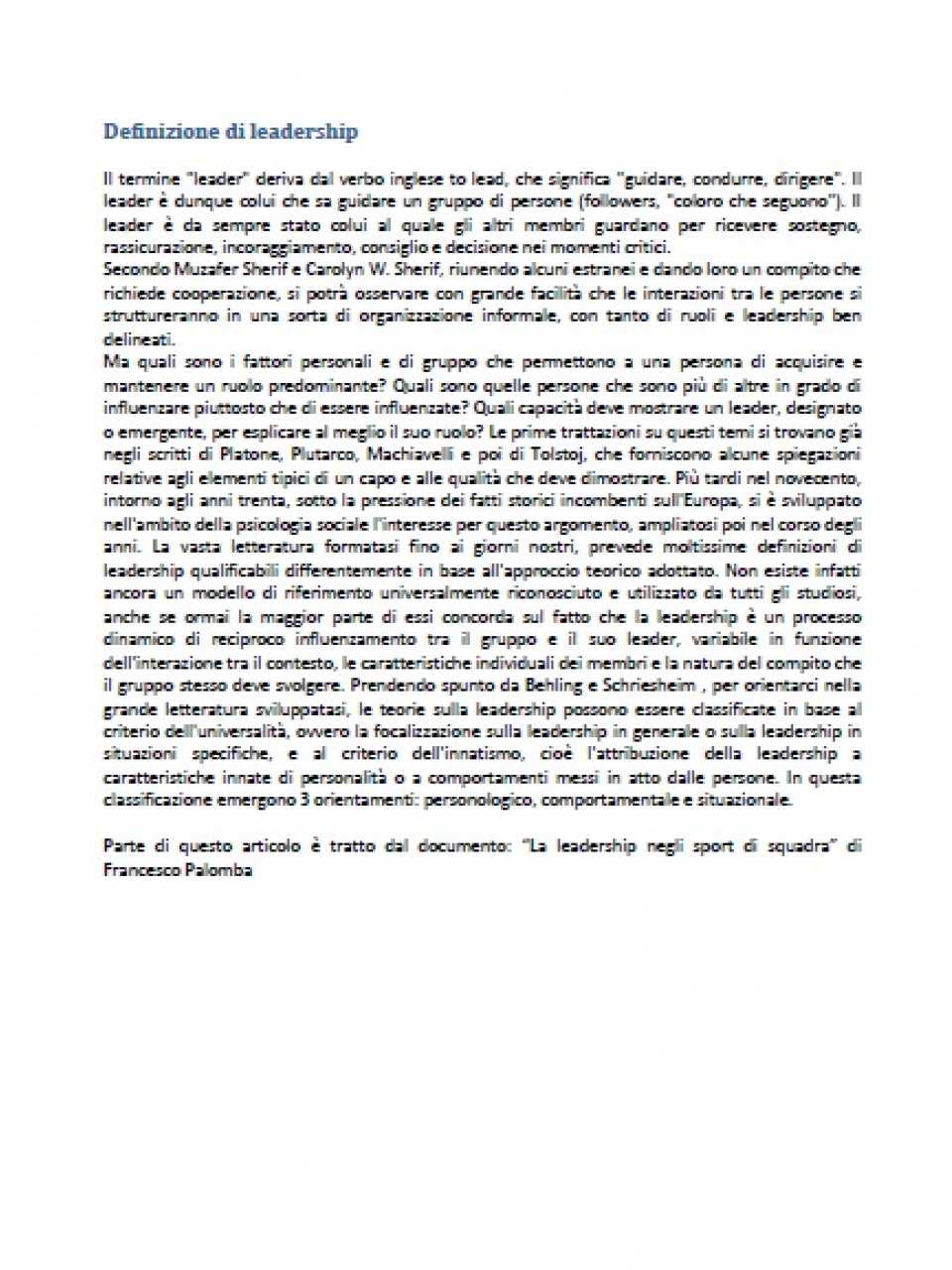 Definizione di leadership
