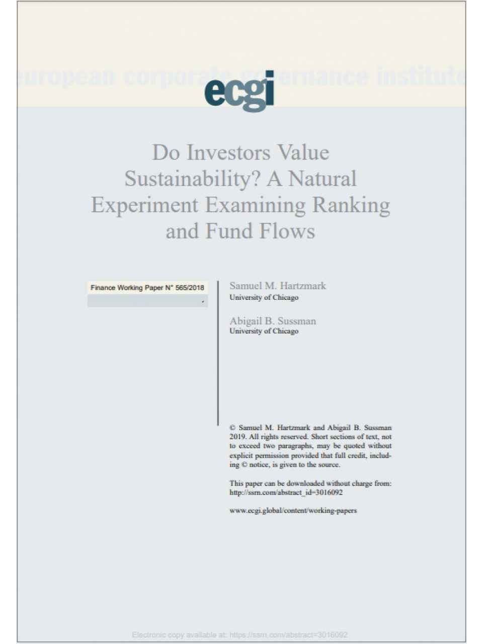 Do Investors Value Sustainability? A Natural Experiment Examining Ranking and Fund Flows