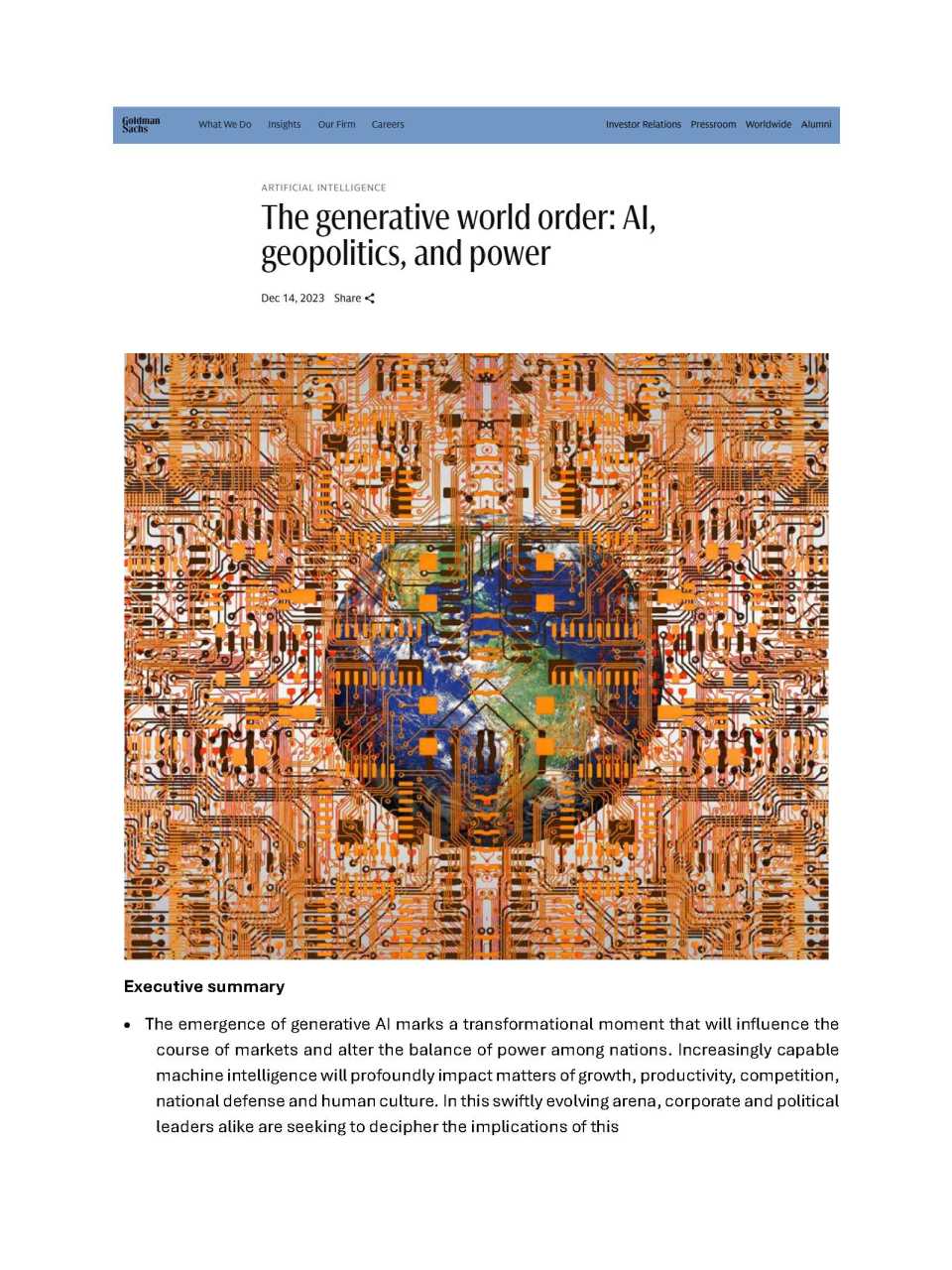The generative world order: AI, geopolitics, and power