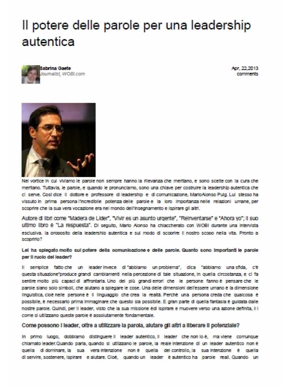 Il potere delle parole per una leadership autentica