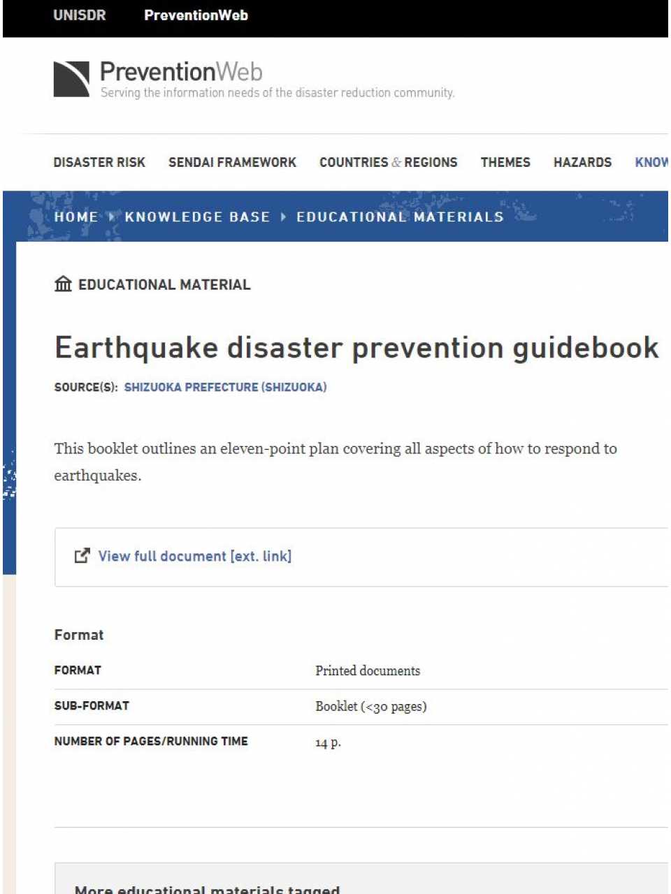 Earthquake Disaster Prevention Guidebook