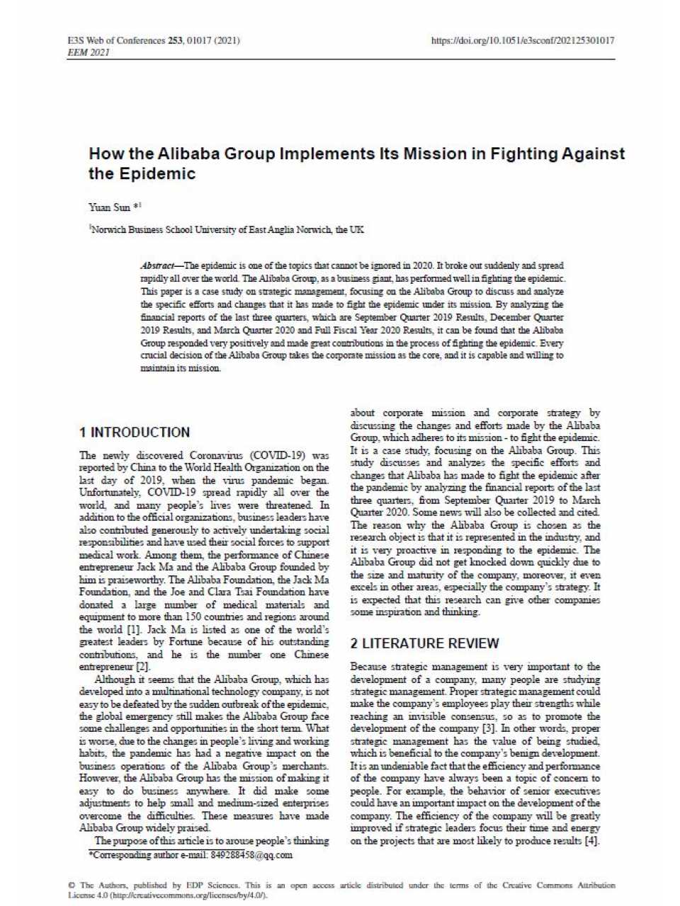 How the Alibaba Group Implements Its Mission in Fighting Against the Epidemic