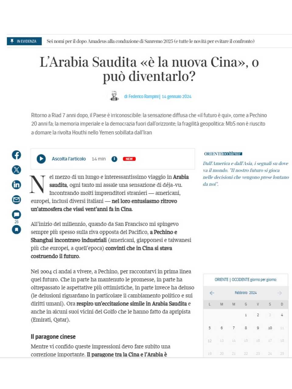 VIA WEB
Incontro con Federico Rampini: un 2024 da decifrare, fra guerre ed elezioni USA