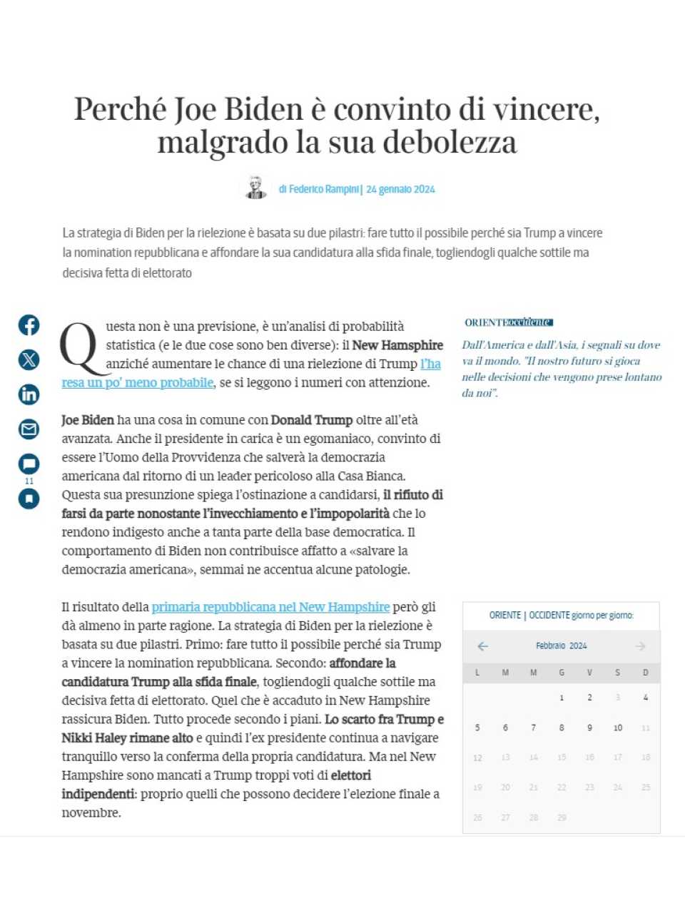 VIA WEB
Incontro con Federico Rampini: un 2024 da decifrare, fra guerre ed elezioni USA