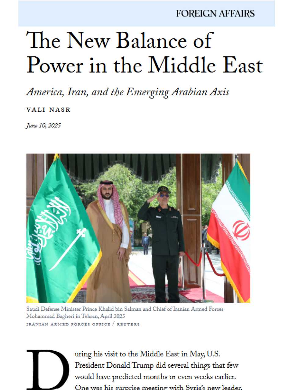 The new balance of power in the Middle East