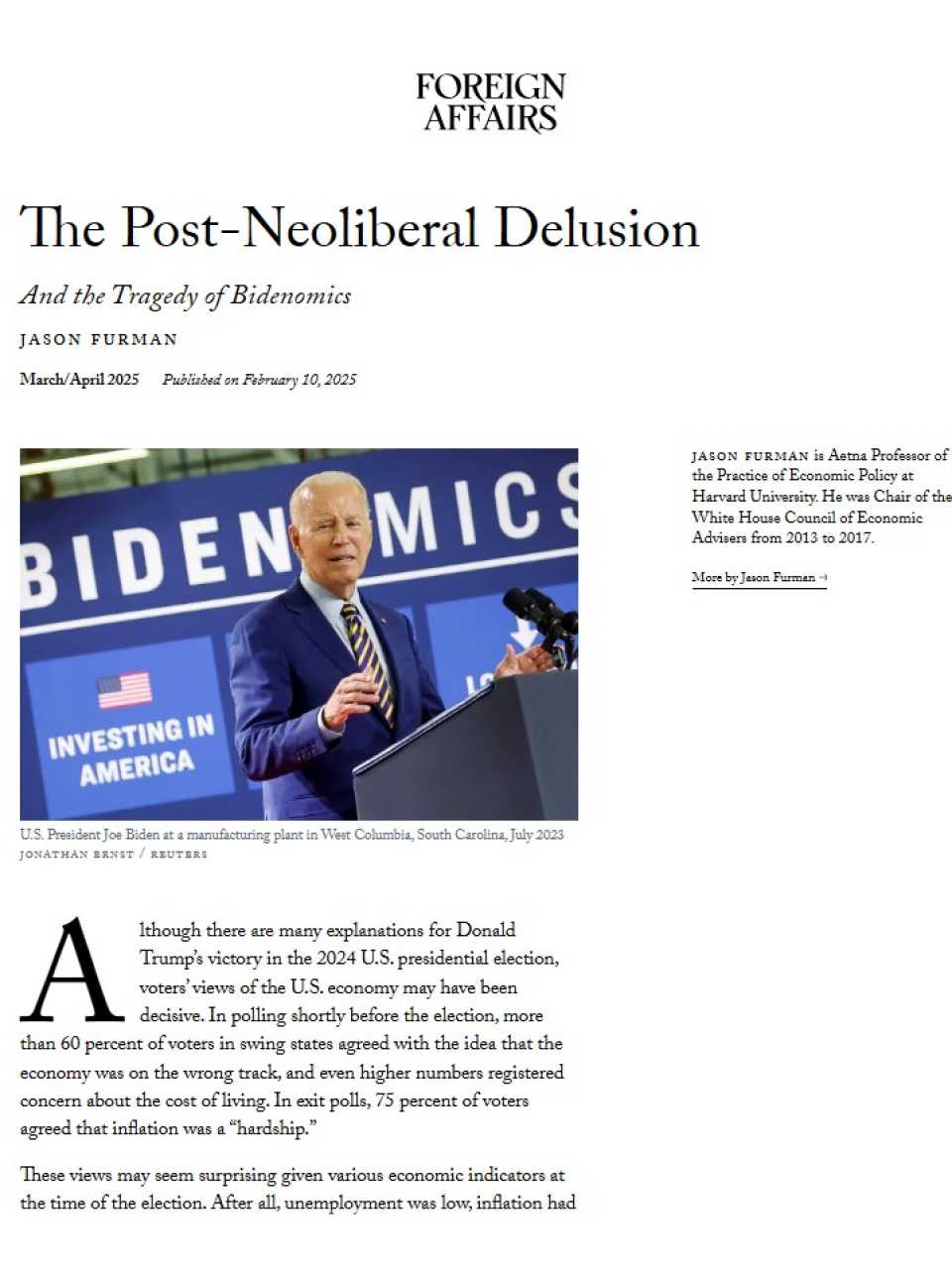 The post-neoliberal delusion and the tragedy of Bidenomics
