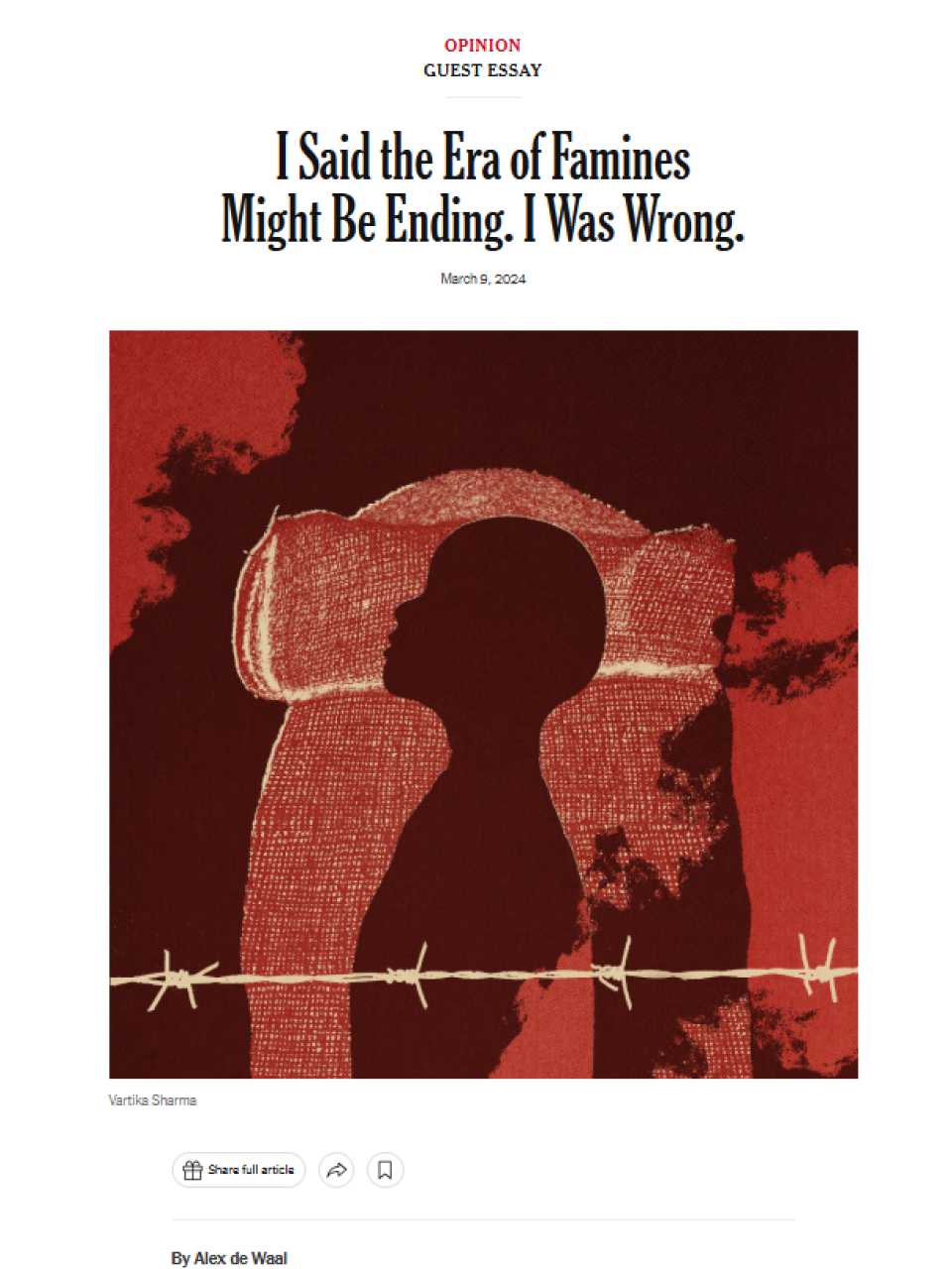 I said the era of famines might be ending. I was wrong