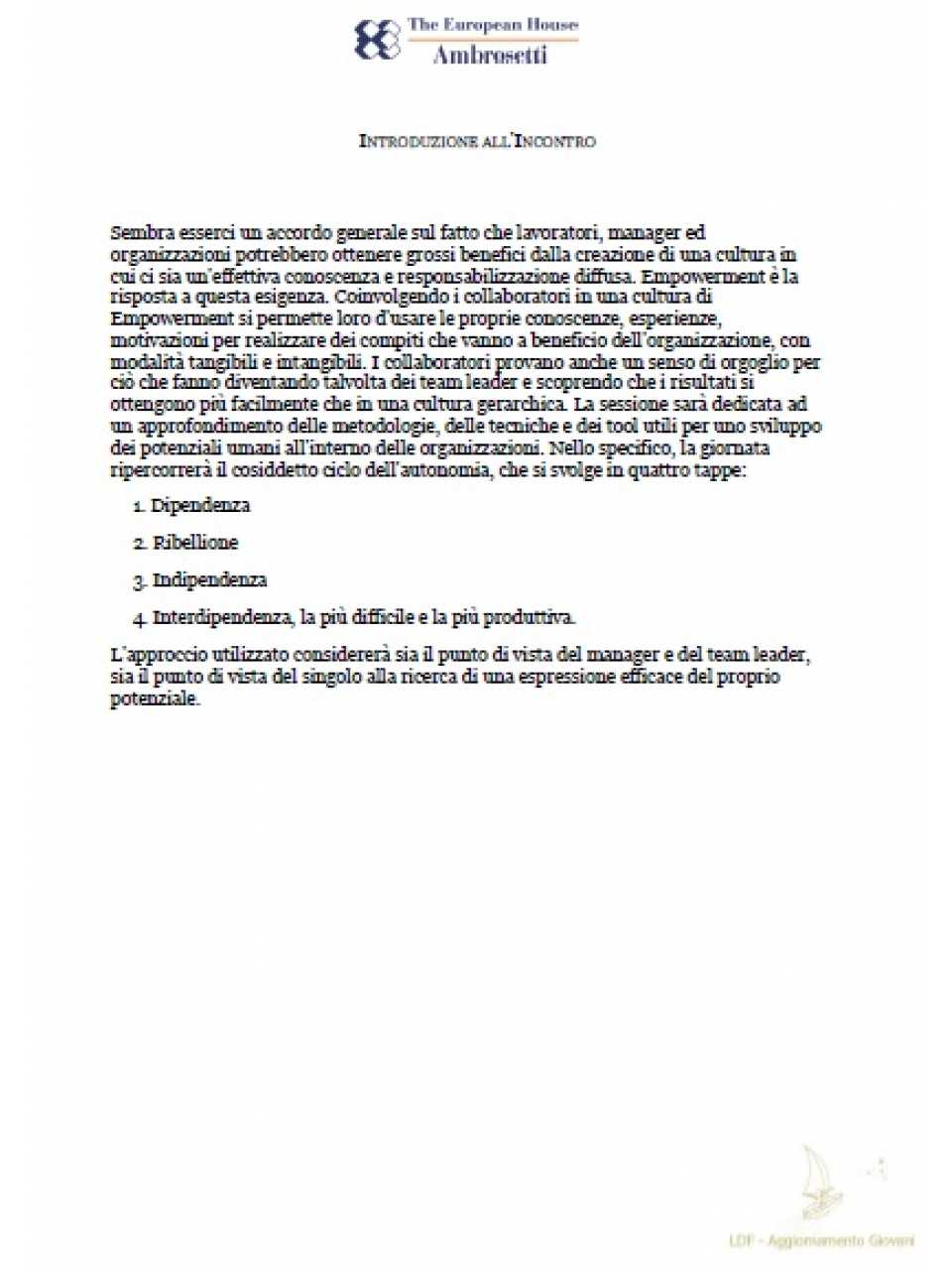 Introduzione all'incontro