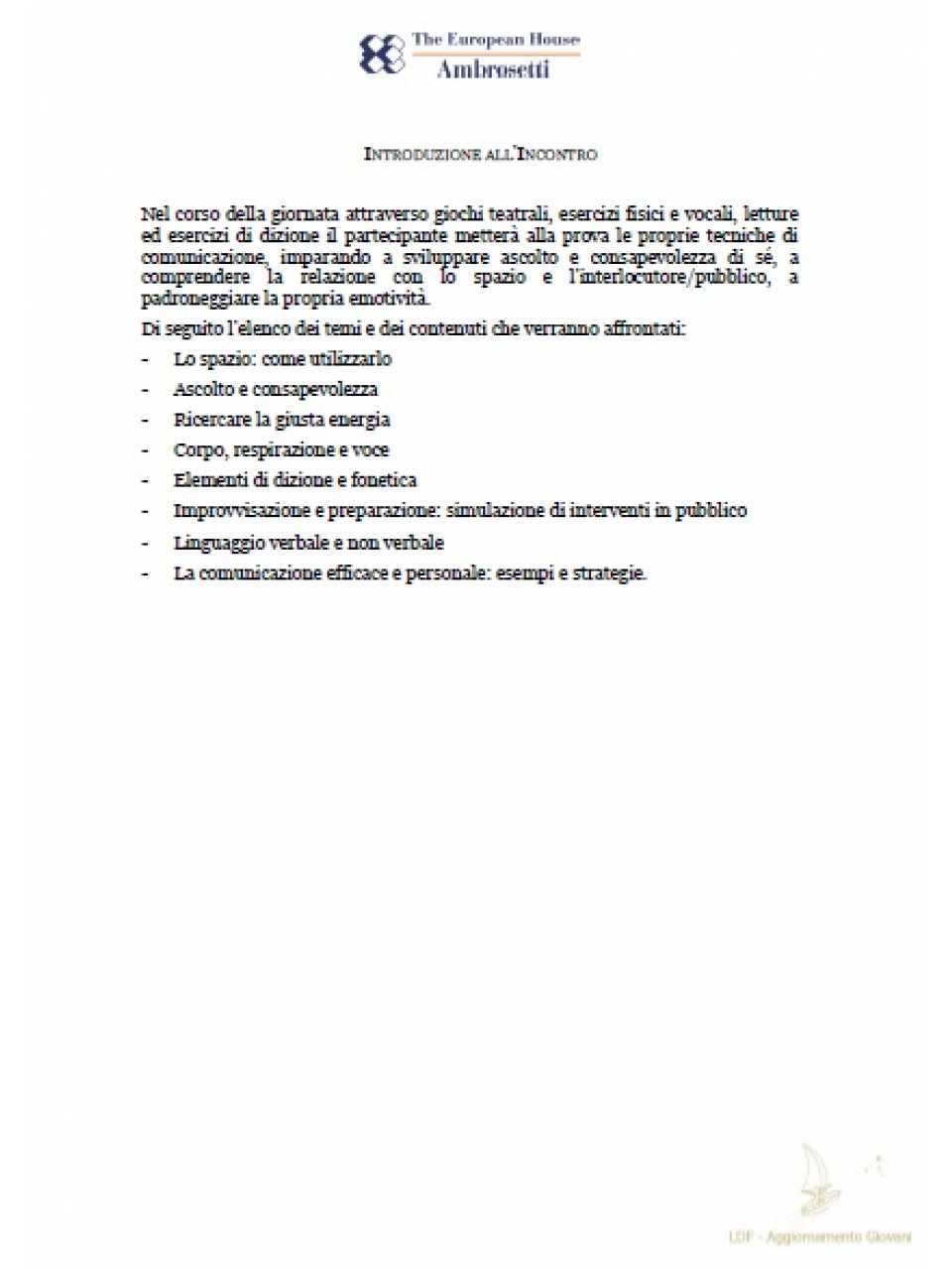 Introduzione all'incontro