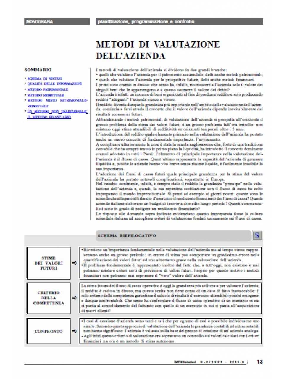 Metodi di valutazione dell'azienda